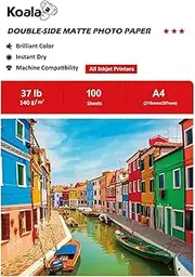 KOALA Double Sided Matte Inkjet Photo Paper A4, 140gsm, 100 Sheets for Inkjet Printers. Suitable for Printing Photos, Brochures, Covers, Certificates, Booklets, Flyers, Leaflets, Cards, Calendars