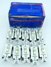 (10) Leviton 079-CSB3-20A Almond 3-Way Toggle Wall Light Switches Commercial Lot