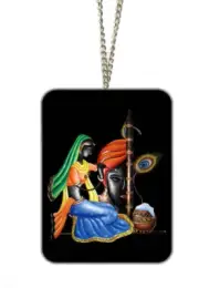 Indian Traditional Beautiful Printed Lord Radha Krishna Car Hanging