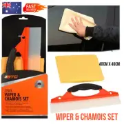 2Pc Deluxe Wiper & Chamois Car Glass Wash Cloth Leather Furniture Dry Specialty