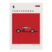 Mid Century Style Cars - Ferrari Testarossa Red A1 Poster Print