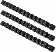 3Pc ABS Socket Organizer, 3/8 Inch, Heavy Duty Socket Racks with Black Rails and