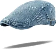 [Fasbys] Newsboy Cap Mens Womens Ivy Cabbie Hunting Hats Denim Cotton Peaked Golf Hat Flat Driving Cap, Style178-bl, One Size