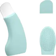 Blackhead Remover Tool, Stainless Steel Facial Scraper Tool Black Head Extractor with Silicone Brush Dust Cover Pore Skin Spatula for Women Men Nose Face Sebum Cleaner(Green)