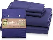 Zenly Bed Sheets Queen Size - 100% Organic Cotton Bed Sheet | 4-Piece Sheet Set (1 Fitted Sheet, 1 Flat Sheet 2 Pillowcase) | Queen Bed Sheet Set | Extra deep Fitted Sheets (Navy Blue, Queen)