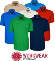 RITEMATE PILBARA CLOSED FRONT SHORT SLEEVE MENS WORK / DRESS SHIRT RM200CFS