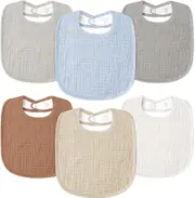 Baby Drool Bibs 6Pack Soft Square, Adjustable Baby Bandana Bibs for Unisex Girls & Boys