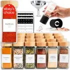 24PK Glass Spice Jars Bamboo Set 4oz Containers Labels Pepper Grinder Shaker Lid