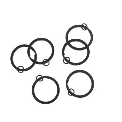 Black Enamel Key Rings with Attached Jump Ring - 30mm - 20 Pieces - FD263