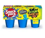 New Snack Pack Sour Patch Kids Blue Raspberry Inspired Jello Pudding Cups 19oz