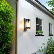 Modern Outdoor Sensor Wall Light in Black, White