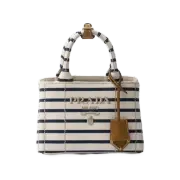 Prada Striped Cotton Canvas Mini-Bag Ivory Blue
