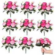 8 Pack Artificial Peony Flowers Faux Flowers Silk Hydrangea Bouquet Pink
