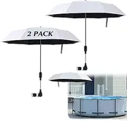 2 Pack Pool Shade Umbrella, 40" Adjustable Above Ground Pool Sunshade Canopy with Carry Bag, Patio Umbrella Use for Garden/PoolDeck/Backyard/Beach Chairs/Camp Trolley/Strollers/Golf Carts and More