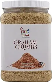 FirstChoiceCandy Premium Graham Cracker Crumbs in Reusable Jar - 2 Pound - Perfect for Graham Cracker Crust and Recipes - Graham Crackers