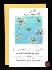 Sympathy Pond Butterfly Flowers Leaves - LARGE - SYMPATHY Greeting Card