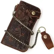 [DLUXCA] Men's Retro Business Wallet Long Zipper Wallet Business Handmade Clutch Bag Men's Bag (Color : C)