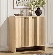 IRONCK Fluted Sideboard Buffet Cabinet with Storage, Modern Kitchen Buffet Storage Cabinet with Doors and Adjustable Shelves, Buffet Table for Entryway, Living Room, Dining Room