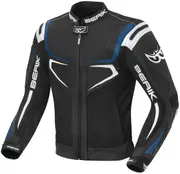 Berik Radic Motorcycle Leather / Textile Jacket, black-white-blue, Size 56 for Men Black White Blue