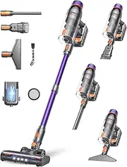 Cordless Vacuum Cleaner, Powerful Stick Vacuum with Strong Suction, Lightweight & Rechargeable, Portable Upright Vacuum for Carpet, Hard Floors, Pet Hair, Home & Car Cleaning