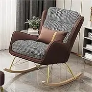 AUPRES Modern Rocking Chair Upholstered Glider Chair,Upholstered Rocking Chairs with High Backrest and Armrests,Living Room,Bedroom Rocking Armchair(Brown)