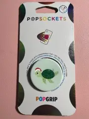 Popsockets Christmas Turtle wearing a santa hat POPGRIP mint green