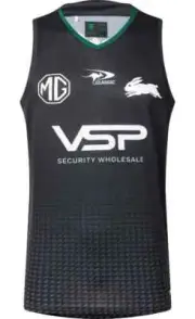 South Sydney Rabbitohs 2025 NRL Mens Black Training Singlet Sizes S-7XL BNWT