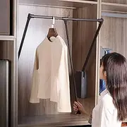 Wall-Mounted Pull-Down Wardrobe Rail, Adjustable Width Lift Hanger Storage System, Used for Hanging Clothes, Saving Space, Bearing 20 Kg (Size : 830-1150mm)
