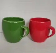 Starbucks Coffee Cups Mugs 14 Oz Fall Colors Green & Orange/Red 2005