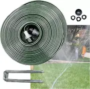 75Ft Flat Sprinkler Hose W/ Stakes, Heavy Duty No-Kink Lawn Watering