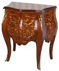 Baroque Commode Inlays Antique Nightstand Night Table Wooden Commode