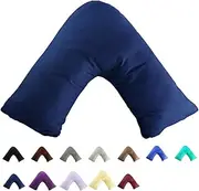 Gyulin 100% Cotton 300TC Soild Envelope Style V Shaped/Tri/Boomerang Standard Pillow Case Cushion Cover Only Cover No Insert (Navy Blue)