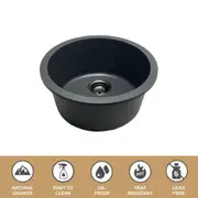 460*460*220 Kitchen Sink Laundry Dark Grey Granite Stone Round Sinks Single Bowl Basin [44-GS4646G]