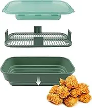 COOK WITH COLOR Collapsible Batter Bowl - Mess Free Breading Shaker Container - Great for Fried Fish, Fried Chicken, Onion Rings, Wings & More, Sage
