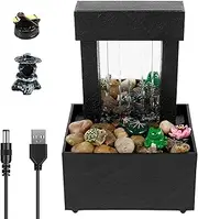 Pond Water Features Tabletop Fountain with Light Indoor Desktop Waterfall Fountain Battery Operated Mini Waterfall Decor Fountain Supplies