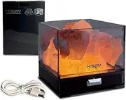 [HISUNY] Himalayan Salt Lamp Nightlight, Mini USB Crystal Salt Rock Lamp, Smart Heating Desk Lamp, Brightness Control Dimmer Switch Aroma Oil Lamp Spa Yoga Night Light for Home Decor (B Model)