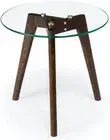 Tempered Glass Small End Table, Mnimalist round Side Table, Mid-Century Modern E