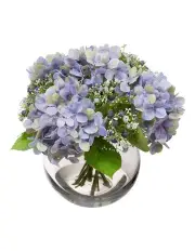 [Fusion] Hydrangea Arrangement in Fish Bowl Artificial Flowers Decor 28cm in Multi