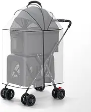 Double Dog Stroller with Rain Cover Detachable Pet Carriers Bag 4 Wheels Lightweight Waterproof Folding Crate Dog Jogging Stroller for Medium Small Dogs Cats (Black)