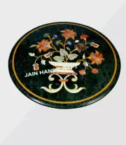 18" lapis stone green round marble side corner table top inlay malachite decor