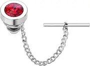 HAWSON Mens Tie Tack with Chain Round Crystal Wedding Business Accessories