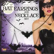 Bat Earrings Necklace Vampire Animal Fancy Dress Halloween Costume Accessory