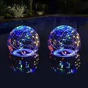 kkooplay 2 PCS Solar Pool Lights, 14 Inch Colorful Floating Pool Lights with 3000K Solar Powered, Waterproof Pool Float Lights, LED Solar Light Balls for Pool Party Garden Decor, zyh-00001