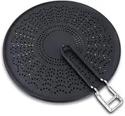 MarhJean 13" Silicone Splatter Screen - Pan Cover with Folding Handle, High Heat Resistant Oil Splash Guard - Heat Insulation Cooling Mat, Strainer, Drain Board for Frying Pan (13", black)