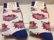 TWO LEFT FEET SOCKS New with tags LOT 2 PAIRS "TGIF" RED/BLUE/WHITE/GRAY