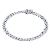 14K White Gold Solid Mens 6mm Miami Cuban Link Chain Bracelet Box Clasp 8"