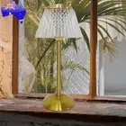 Crystal Table Lamps Metal Base Touch Bedside Lamp Rechargeable Nightstand Lamp