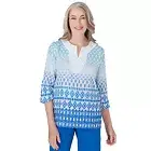 Alfred Dunner Neptune Beach Ombre Ikat Diamond Woven Shirt 56440UY