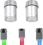 2 Pack 3-Color Temperature Sensitive Gradient LED Water Faucet Light Water Stre