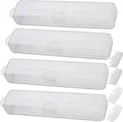 Fortunemee 4 pcs Travel Size Tongue Scraper Case Holder, Portable Clear Tongue Cleaner Container, Plastic Transparent Toothbrush Carrying Box for Tongue Scraper, Toothbrush, Small Drinking Straw